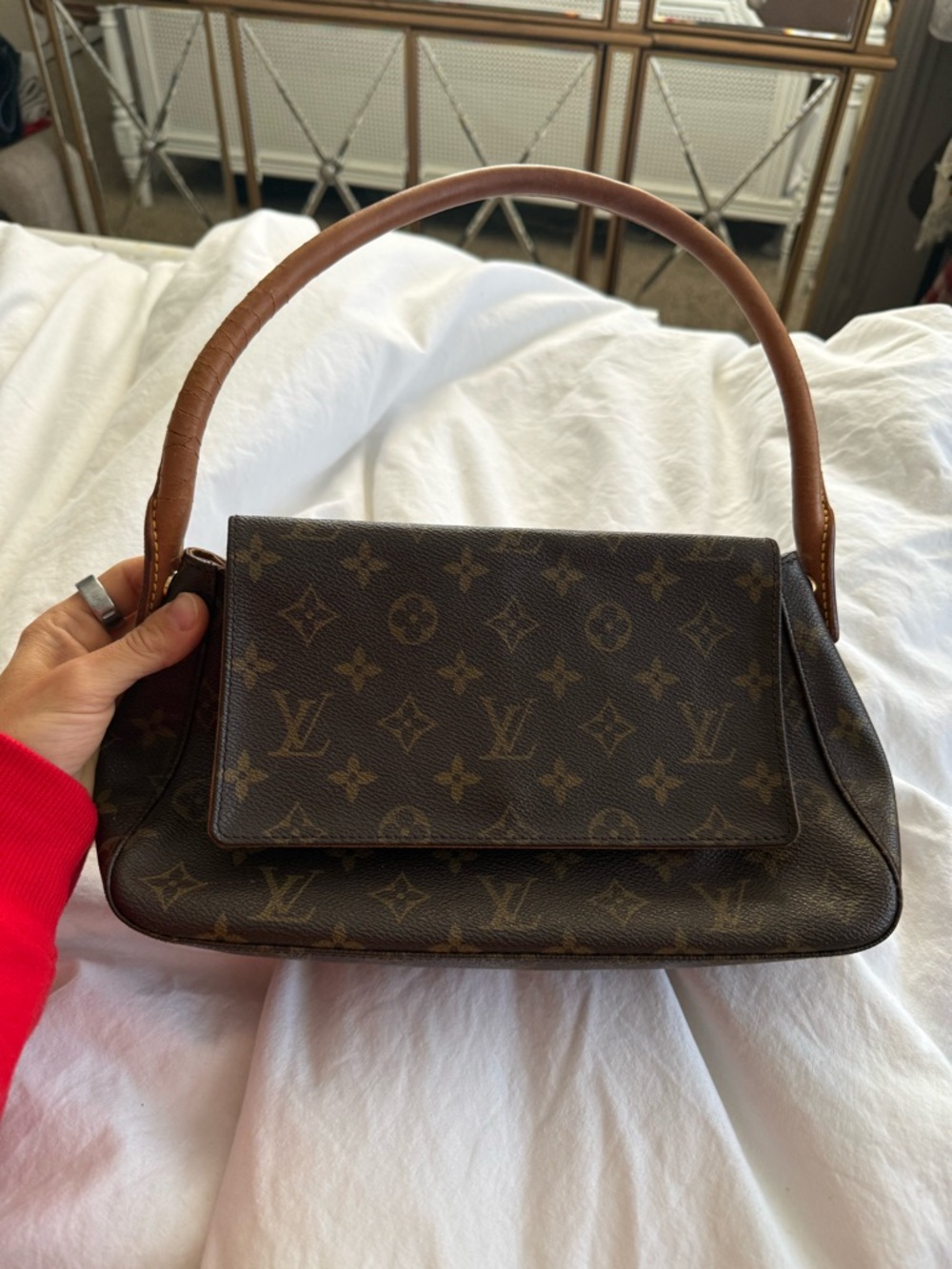 Louis Vuitton Monogram Canvas Shoulder Bag in Brown